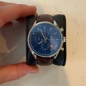 Vincero Chrono S2 Watch - Blue Dial & Brown Italian Leather Strap